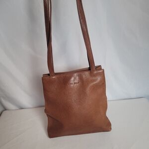 Nine West Brown Pebbled Leather Dbl Strap Shoulder Bag